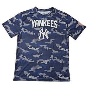 New York Yankees MLB Youth Large 14/16 Blue Digi Camo T-Shirt Gen2 Performance
